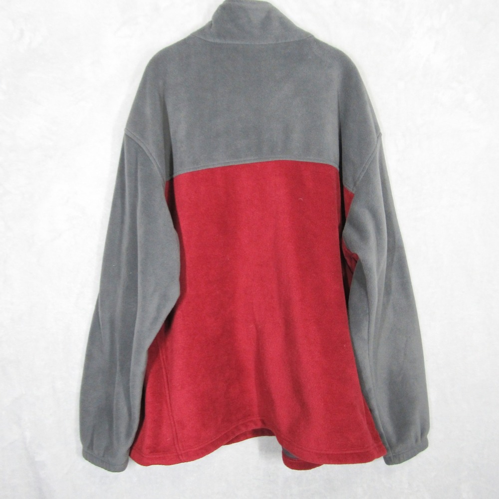 Columbia Mens 3X Fleece Jacket Gray Red Colorblock Full Zip Mock Neck - Picture 4 of 10
